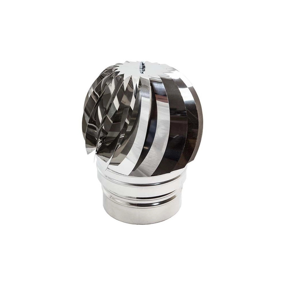 Fumaiolo da 150mm tipo radiante eolico inox aisi 304 base tonda innesto m maschio