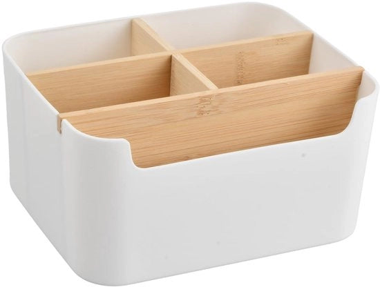 Organizzatore per ufficio - Cassa di archiviazione multifunzionale - Scatola di archiviazione con 5 compartimenti - Pareti divisorie regolabili - Materiale duraturo - Dimensioni 18,3 x 14,5 x 9,5 cm