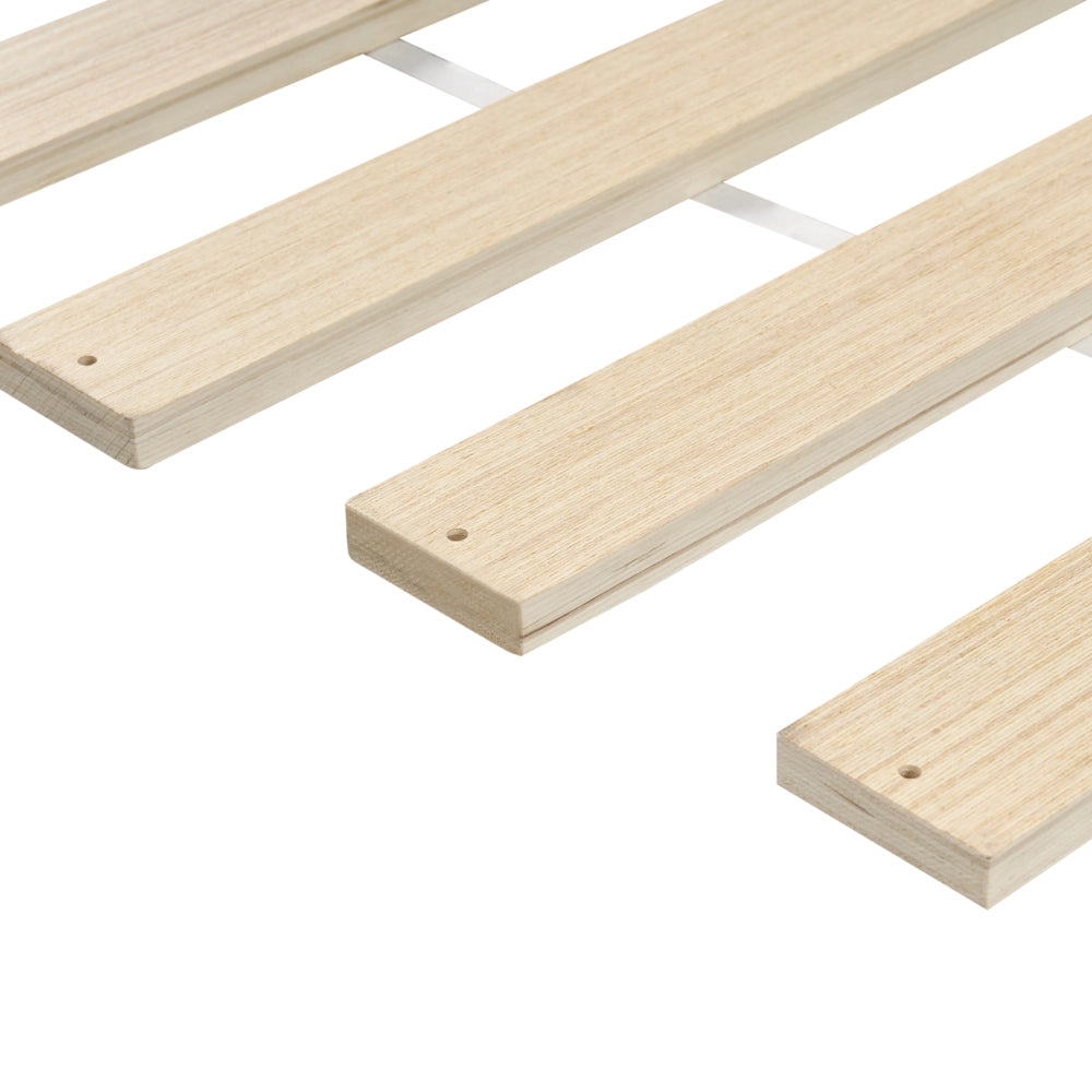 Letto singolo bianco in legno di pino 90 x 200 cm con 3 gambe, senza testiera, stile minimalista