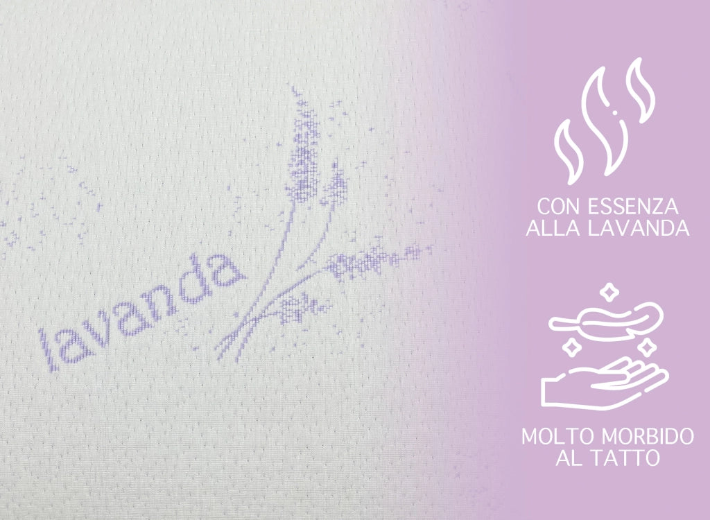 Guanciale Anatomico Aloe Vera Memo Cuscino Letto Saponetta Traspirante Memory Foam Anallergico Prodotto Italiano - Lavanda- 2 Cuscini