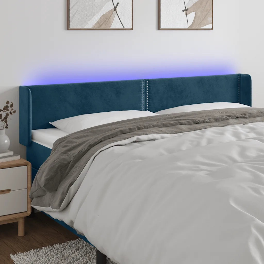 Testiera a LED Blu Scuro 163x16x78/88 cm in Velluto 3123154