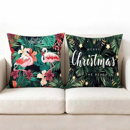 Set di cuscini a forma di slitta da 2 - Piumoni corti - 40 x 40 cm - Copricuscini - Disegno flamingo - Adatto per soggiorno/camera da letto - Copricuscini