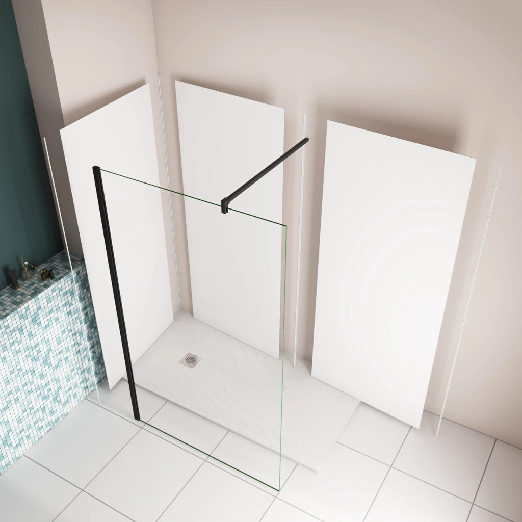 H.210 cm Pannello Doccia ad Angolo 40x120x120 cm Realizzato in Alluminio da 3 mm con Profili Finitura Bianco Opaco per Rivestimento Parete Bagno