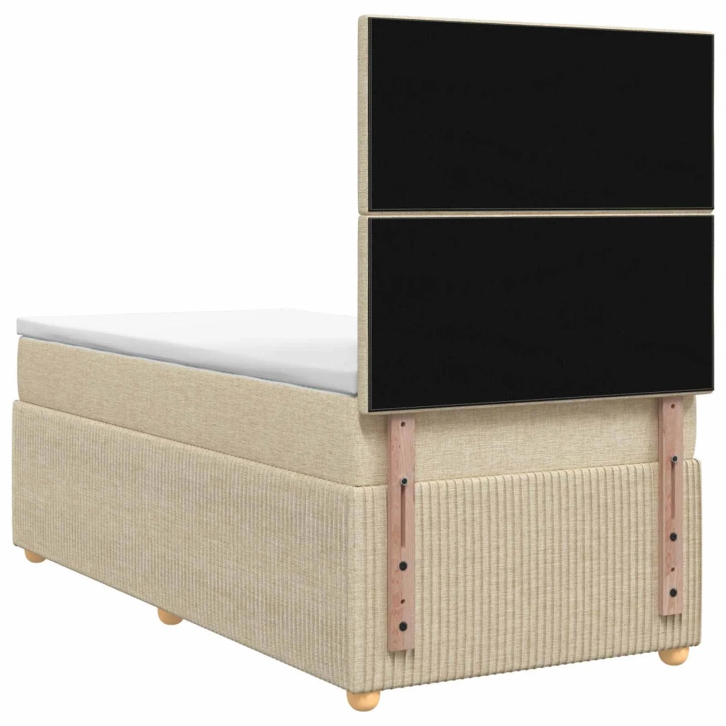 Letto box spring con materasso Crema 90 x 200 cm Tessuto 3454317