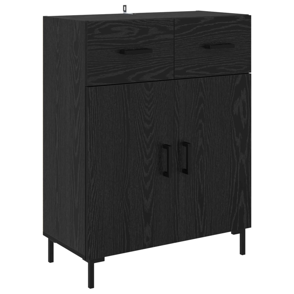 Credenza-Buffet-Armadio da cucina Rovere Nero 69,5 x 34 x 180 cm Legno multistrato 134971