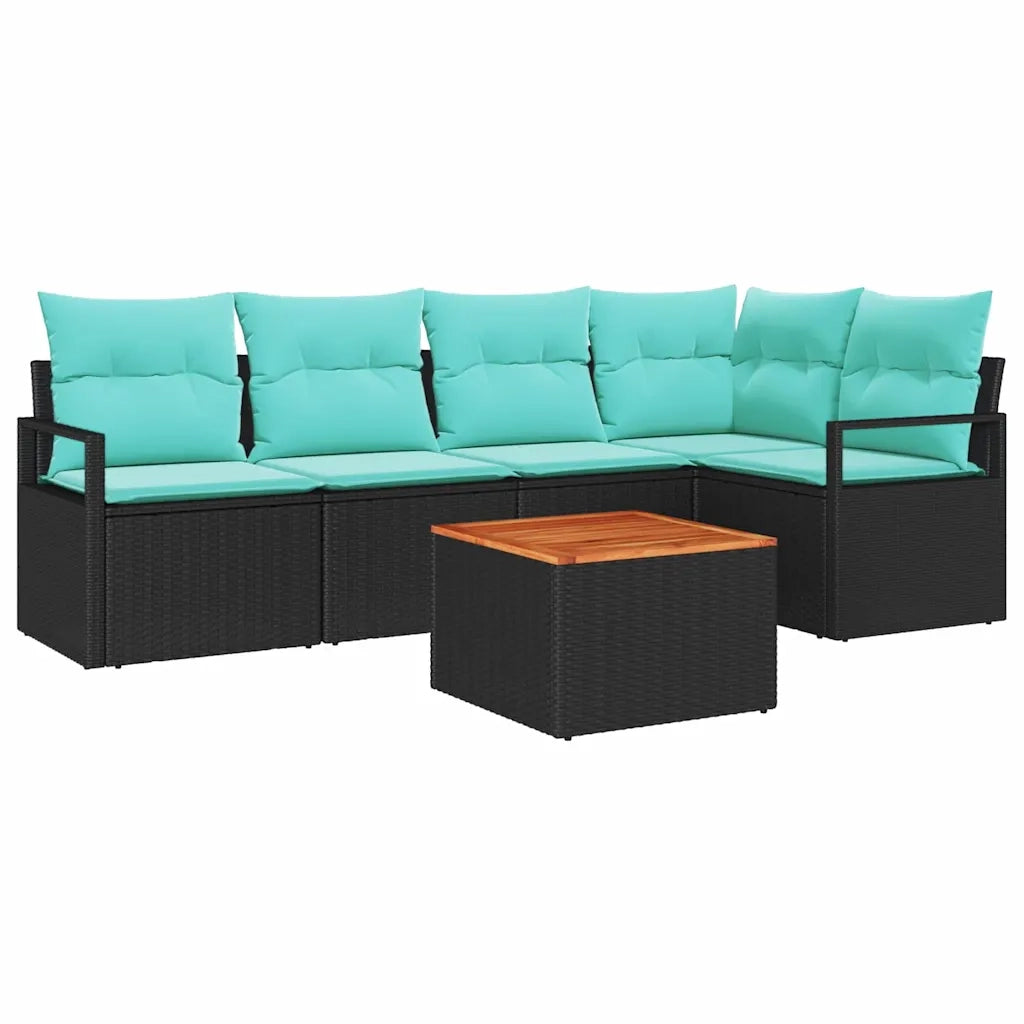 Set Divano da Giardino con cuscino 6 pcs Nero polyrattan 3347711