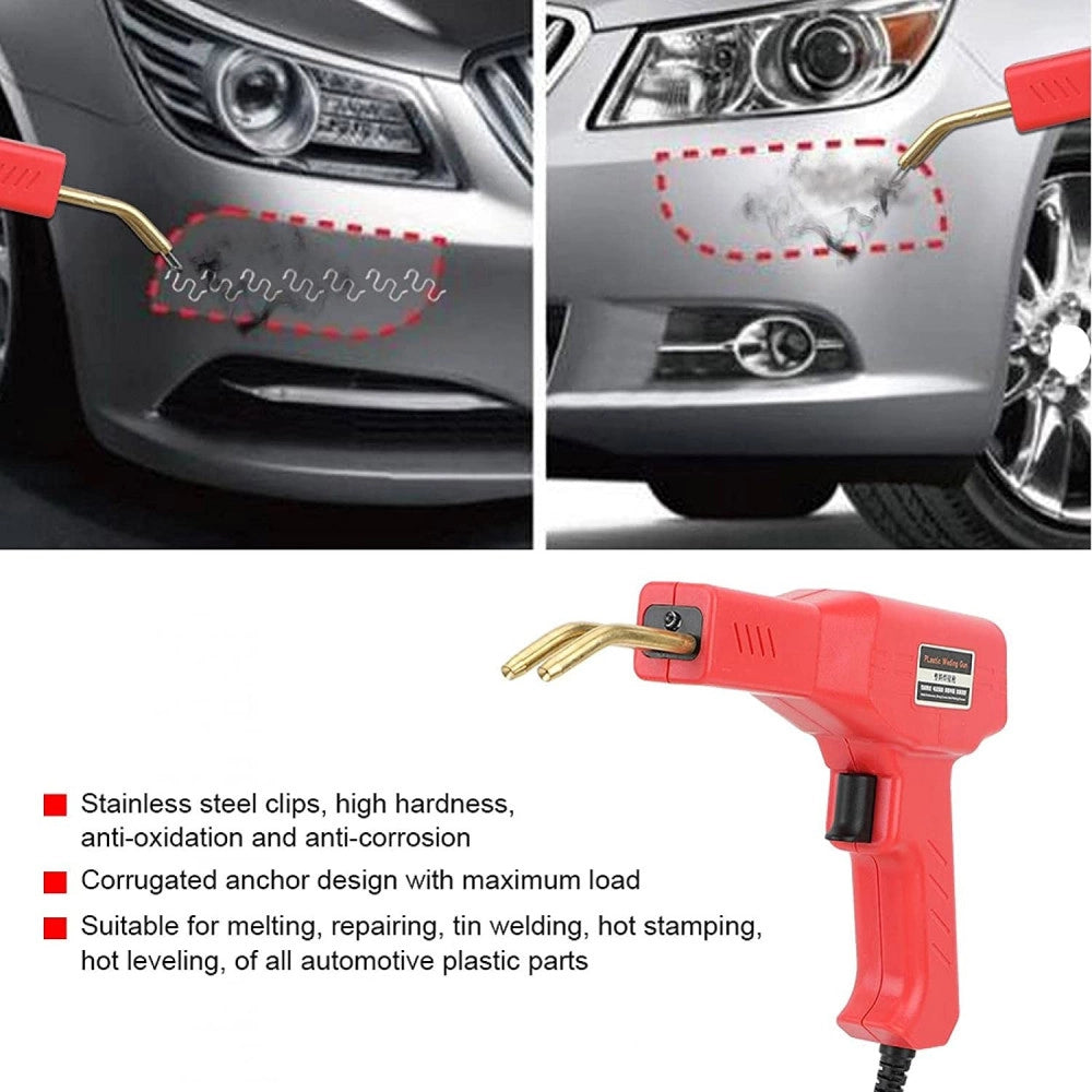 Trade Shop - Pistola Saldatore Saldatrice Per Plastiche Auto Paraurti 50w Con Kit Riparazione -