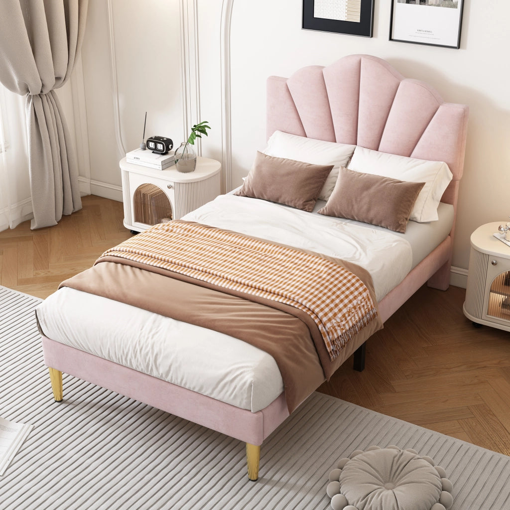 letto imbottito velluto rosa 90 x 200 cm