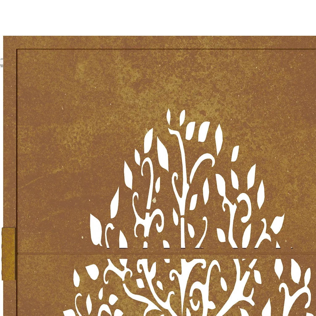 Cancello da giardino 100x200 cm in acciaio Corten con design ad albero 153165