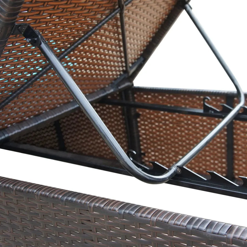 Lettino Prendisole con Cuscino in Polyrattan Marrone 44403