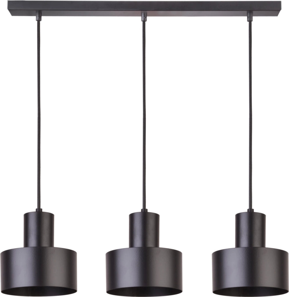 Lampada a sospensione nera minimalista Rif 3xE27 15W Sigma