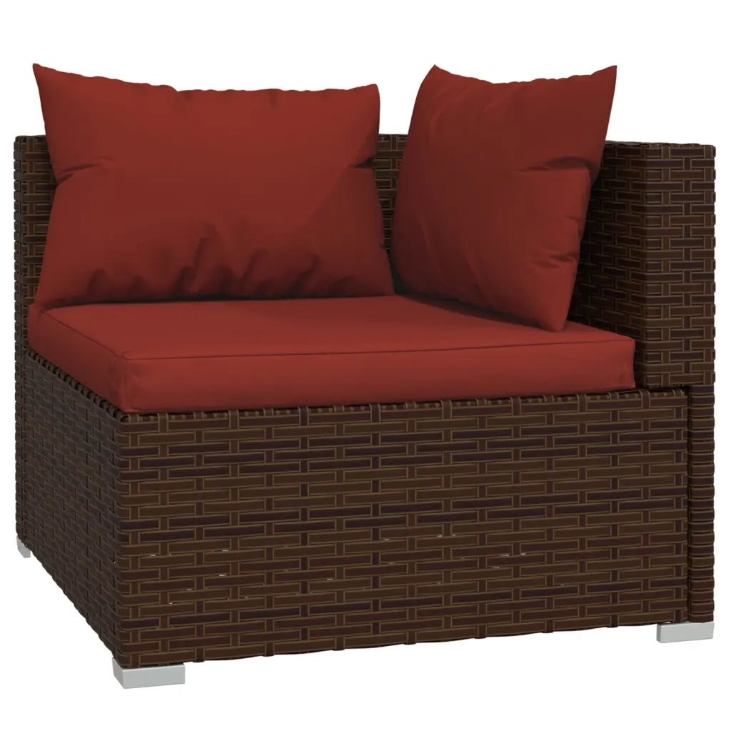 Set Divani da Giardino 10 pz con Cuscini in Polyrattan Marrone 3102435