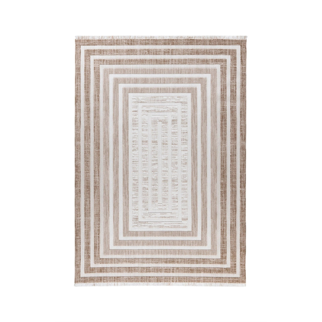 Tappeto moderno Sarai con design grafico marrone e beige