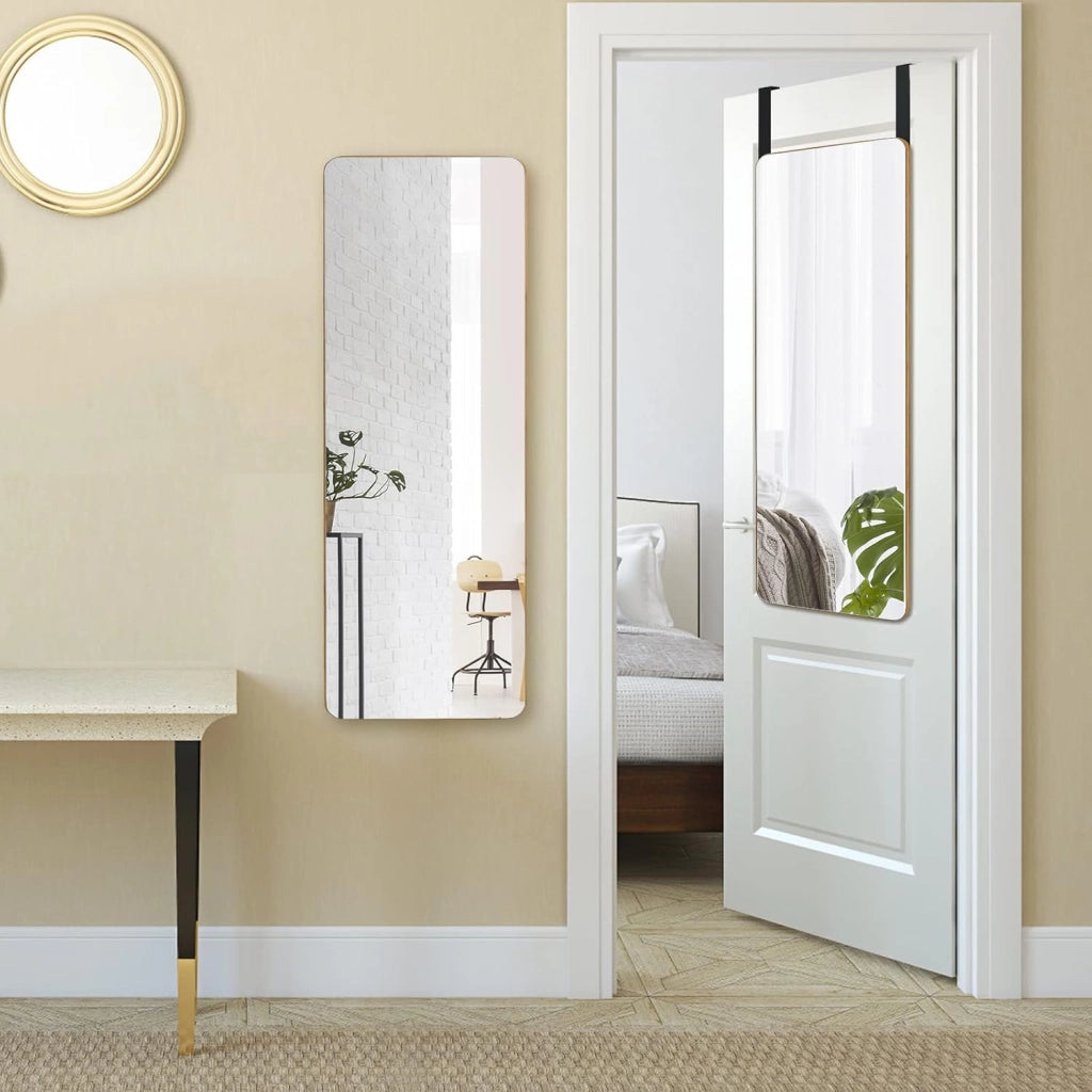 Specchio Figura Intera sulla porta, Specchio Rettangolare da Parete, Specchio Moderno da Trucco da Appendere con 2 Ganci, Ideale per Corridoio Salone Camera da Letto Bagno