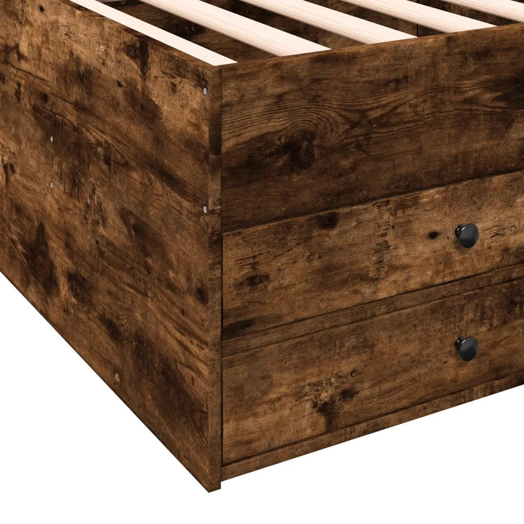 Divano Letto con Cassetti senza Materasso Rovere Fumo 90x200 cm 3280878