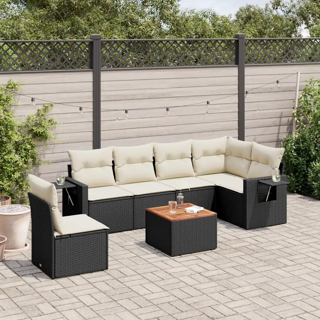 Set Divani da Giardino con Cuscini 7pz Nero Polyrattan 3256917