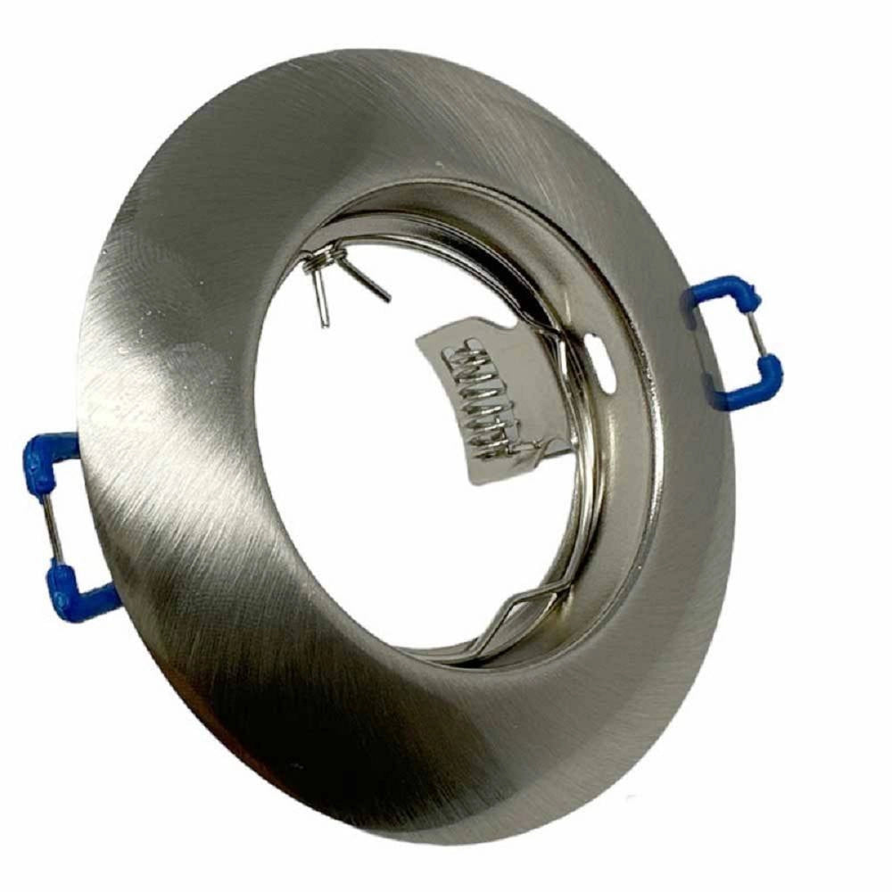 Trade Shop - Portafaretto Ad Incasso Fisso Supporto Tondo Per Faretti Lampada In Alluminio P32 - Argento