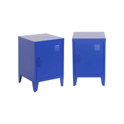 Set 2 comodini industriali, 1 anta, blu