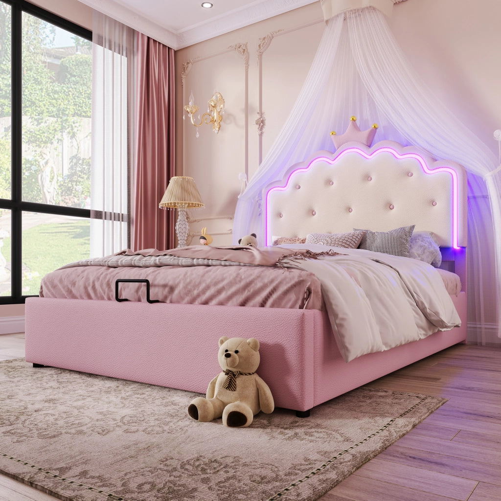 letto imbottito pu rosa 140 x 200 cm