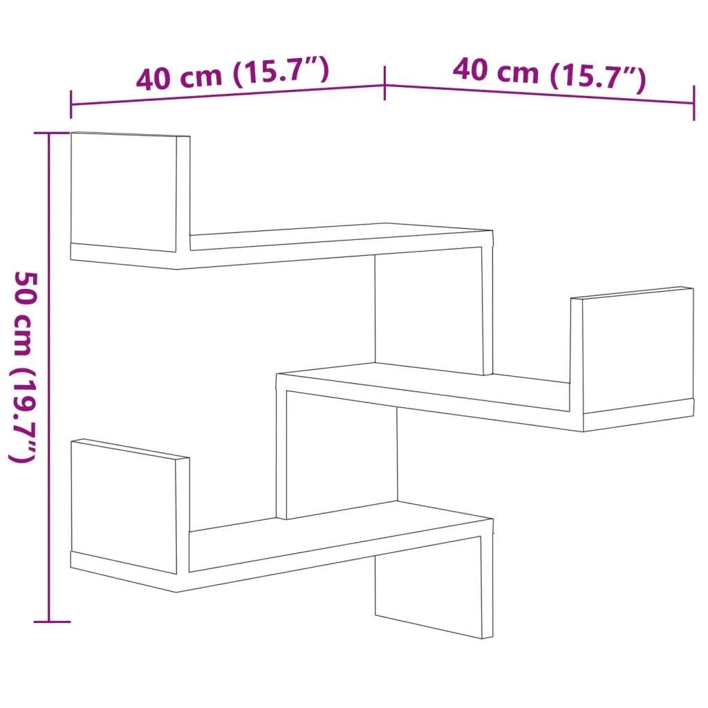2 pz Scaffali Angolari Muro | Mensola a parete Sonoma 40x40x50cm Legno Multistrato