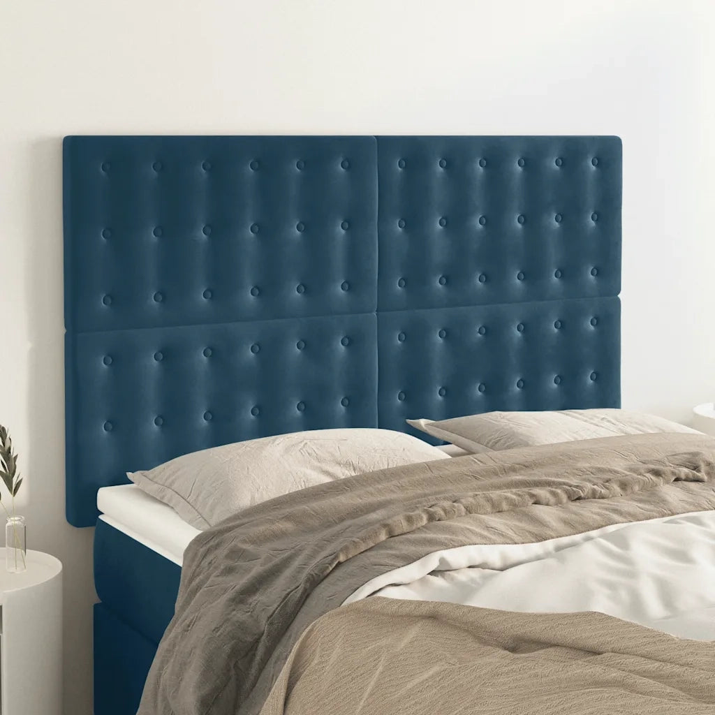 Testiera | Testata Blu Scuro 144x5x118/128 cm Velluto