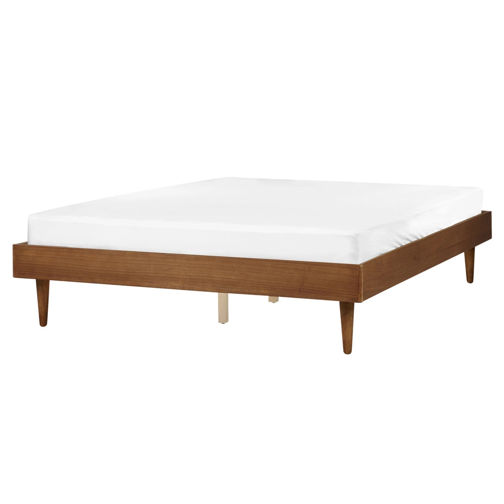 Letto in frassino marrone 160 x 200 cm con rete a doghe senza testata stile rustico minimalista