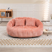 Sitzsack letto morbido in chenille rosa, divano lounge a due posti con imbottitura in memory foam, 150x95x63 cm
