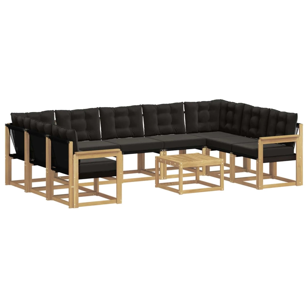 Set di divani da esterno 10 pz Bianco e Nero 3389878
