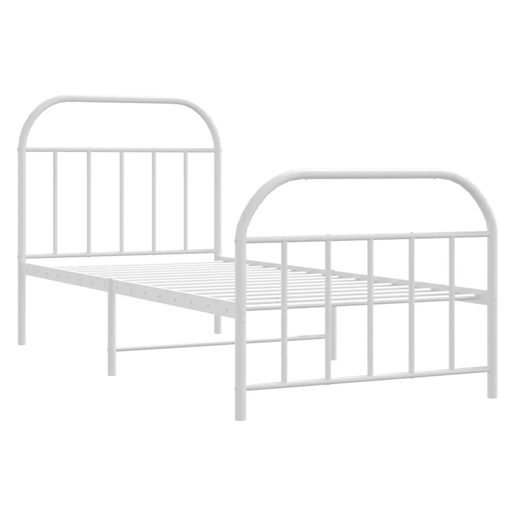 Giroletto con Testiera e Pediera Metallo Bianco 90x190 cm 353694