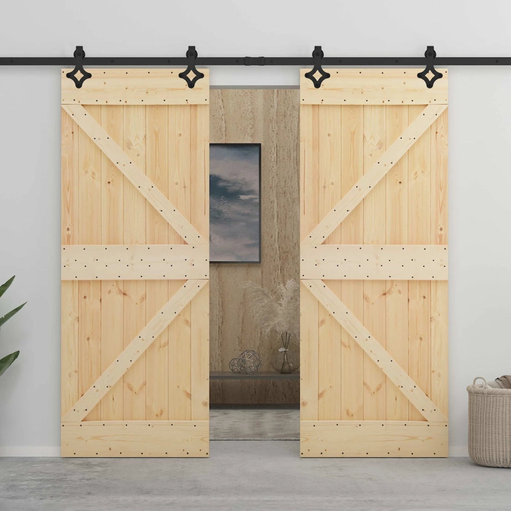 Porta scorrevole Naturale e Nero 100 x 210 cm 3444866