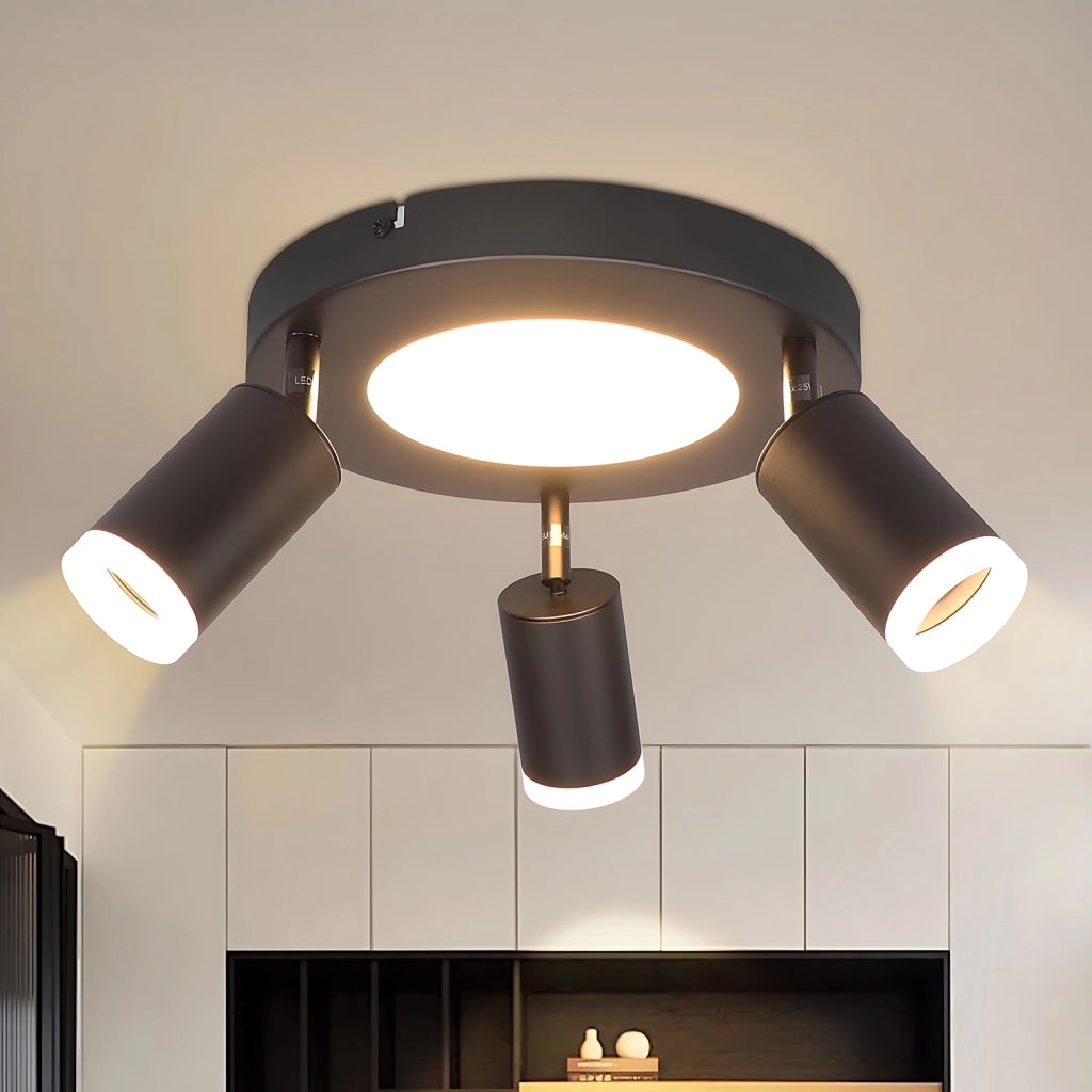 ZMH Faretto da soffitto 3 lampadine GU10 20W camera 3000k nero lampada cucina orientabile 350 orientabile in metallo