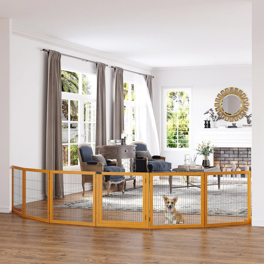 Barriera Sicurezza per Cani Pieghevole 6 Pannelli ¨C Minimal ¨C 432x36x70 Giallo