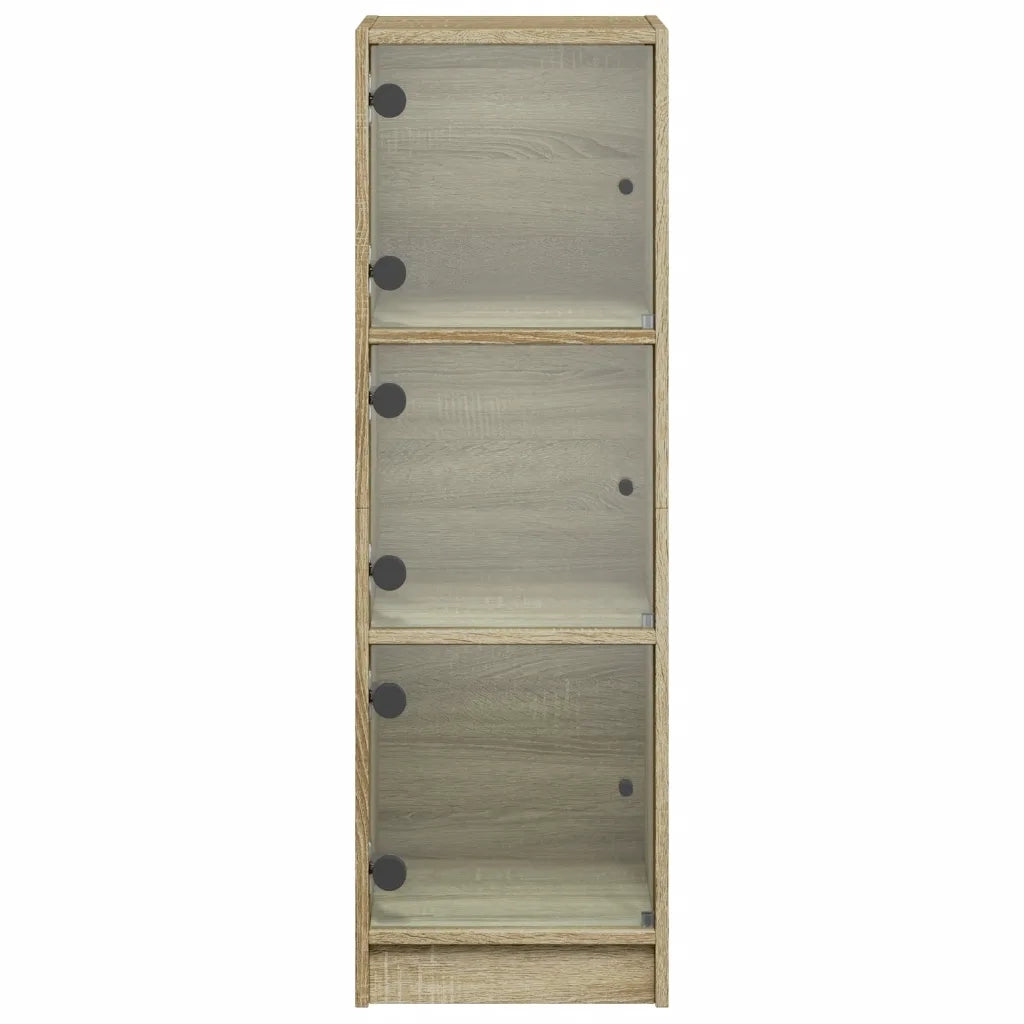 Credenza con Ante in Vetro Rovere Sonoma 35x37x109 cm