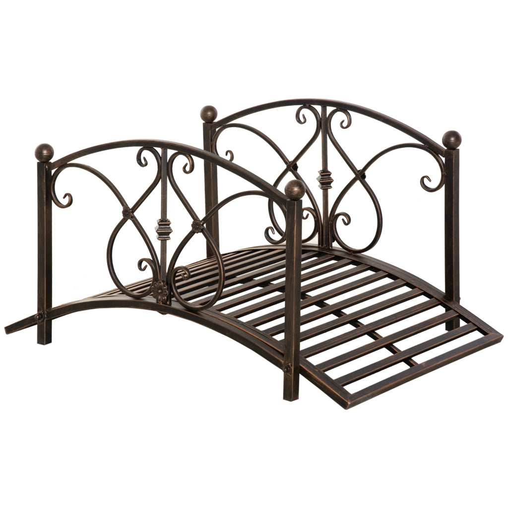 Ponticello da Giardino Vintage con Elementi Floreali, in Metallo, 99x68x53cm, Nero