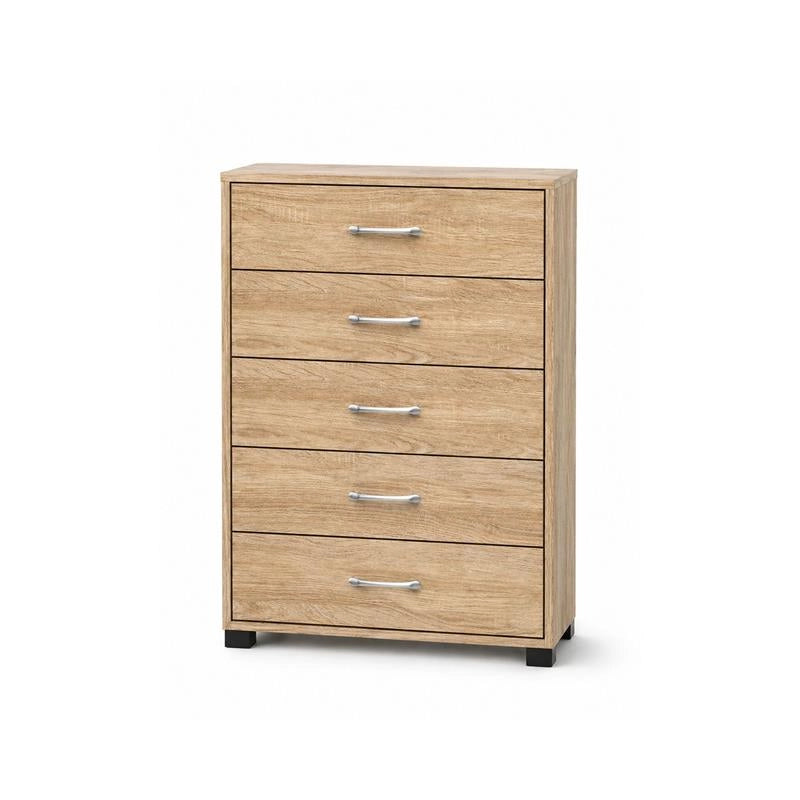 CASSETTIERA 5 CASSETTI IN LEGNO CON PIANO D'APPOGGIO COLORE ROVERE DIMENSIONI 50X40X101CM