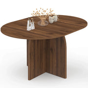 IDMarket - Tavolo da pranzo allungabile rotondo in stile Japandi EDITH, da 4 a 8 persone, con piede centrale dal design arrotondato in noce