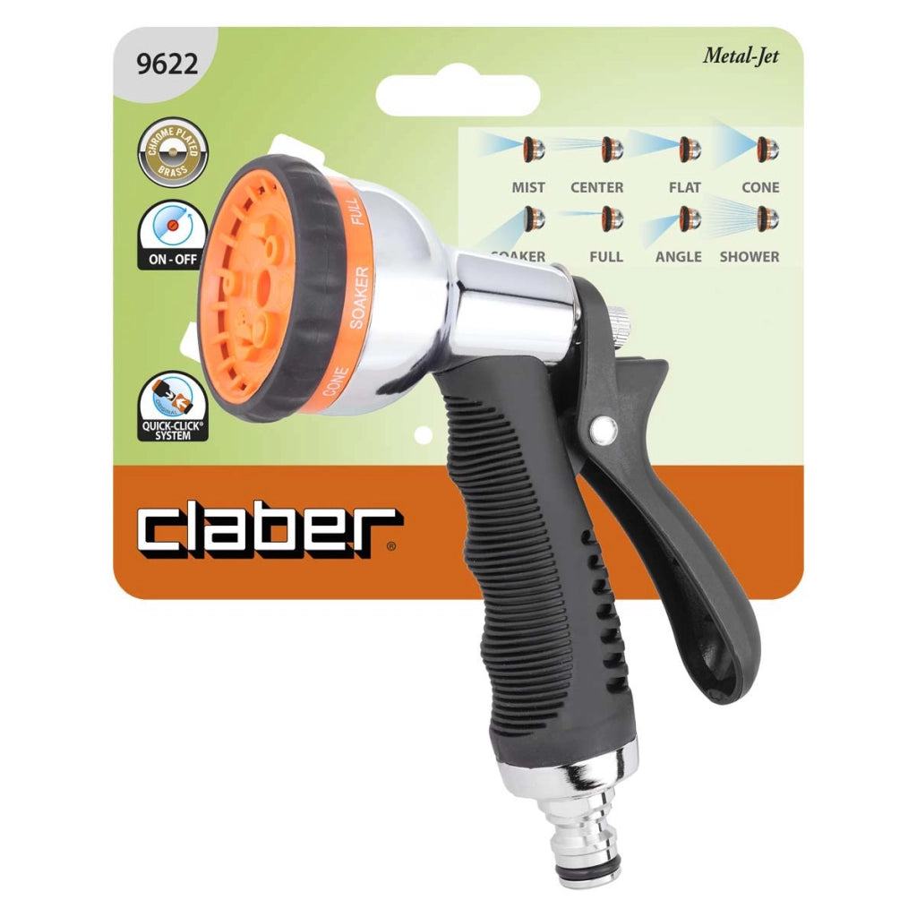 PISTOLA DA GIARDINO MULTIFUNZIONE 8 GETTI METAL Art. 9622 blister  - CLABER