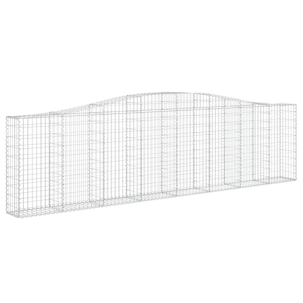 Cestini gabbioni recinzione a gabbia muro di contenimento ad arco 7 pezzi 400 x 30 x 100/120 cm ferro zincato argento 02_0041118
