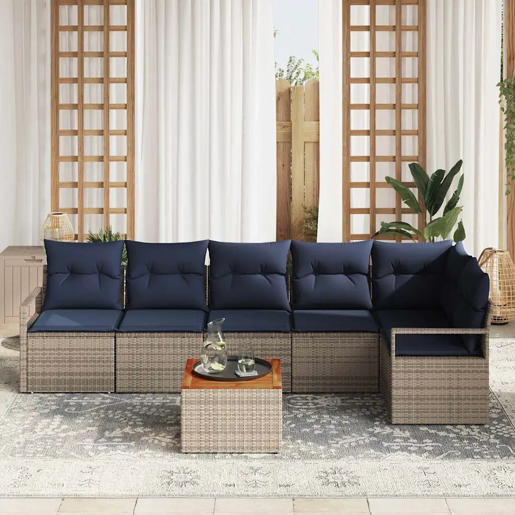 Set Divano da Giardino con cuscino 7 pcs Grigio polyrattan 3347717