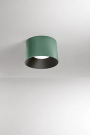 Plafoniera LED a sospensione cilindrica in metallo colore verde lucido, 36W, tecnologia CCT dimmerabile, diametro 50 cm - Perenz