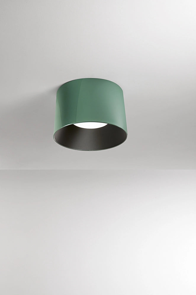 Plafoniera LED a sospensione cilindrica in metallo colore verde lucido, 36W, tecnologia CCT dimmerabile, diametro 50 cm - Perenz