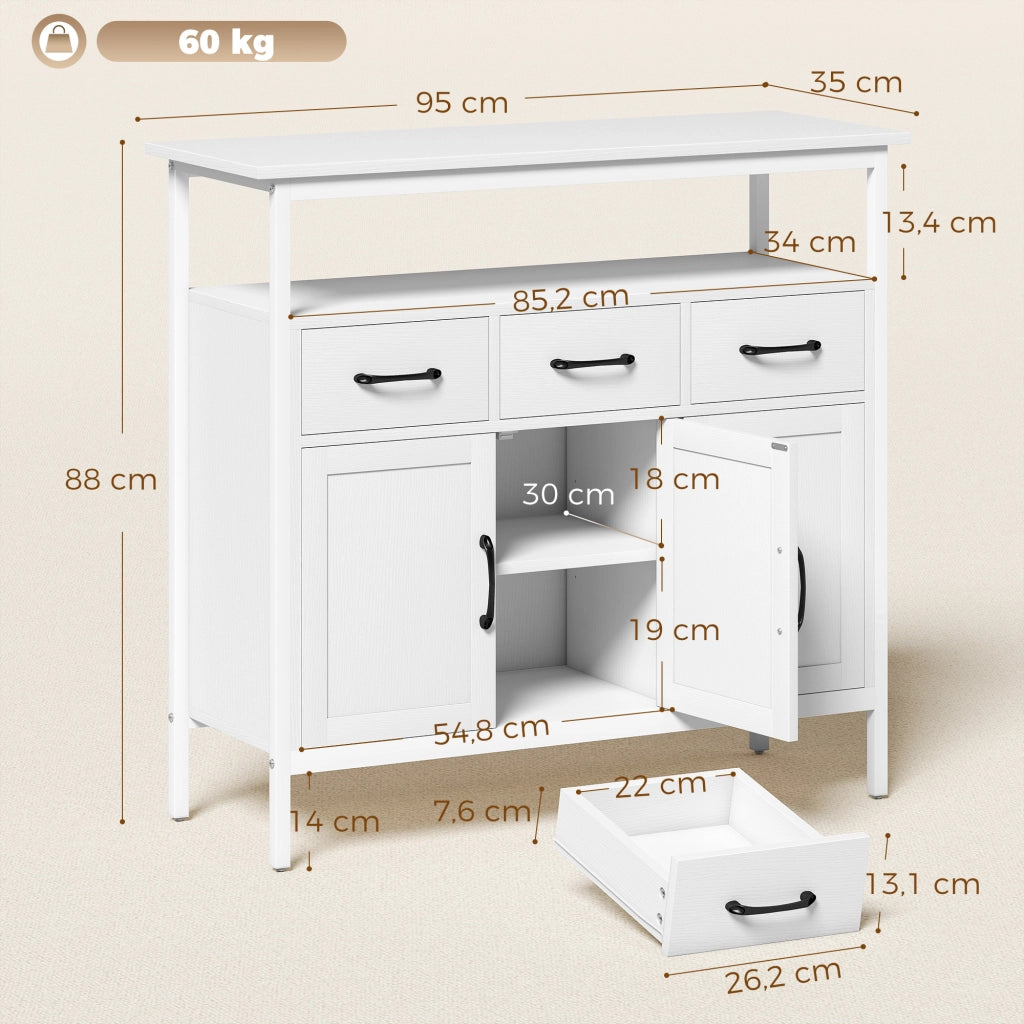 Credenza con ante e cassetti ¨C Minimal ¨C Bianco 95x40x80 cm