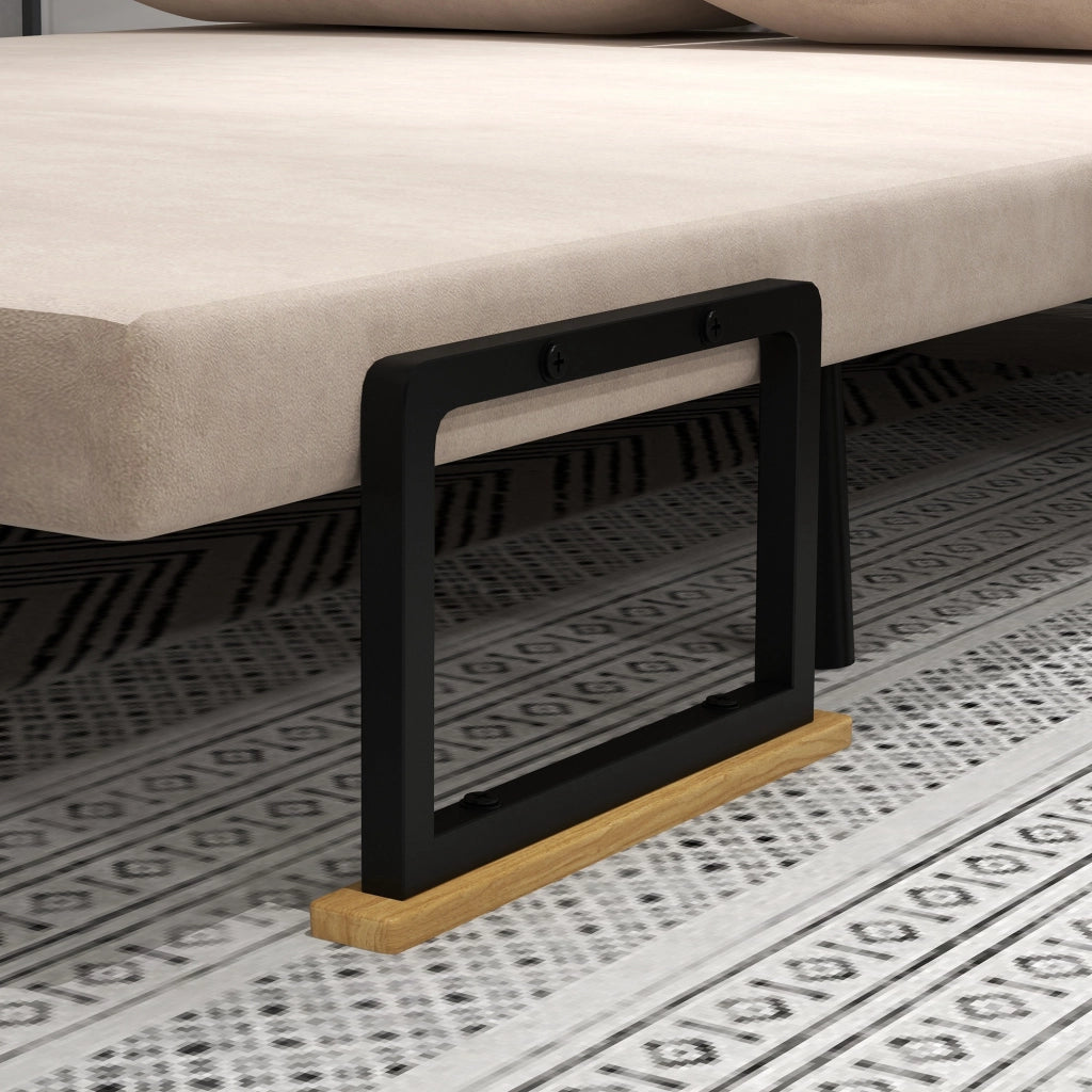 Divano letto 2 posti in velluto ¨C Minimal ¨C Naturale Beige Nero