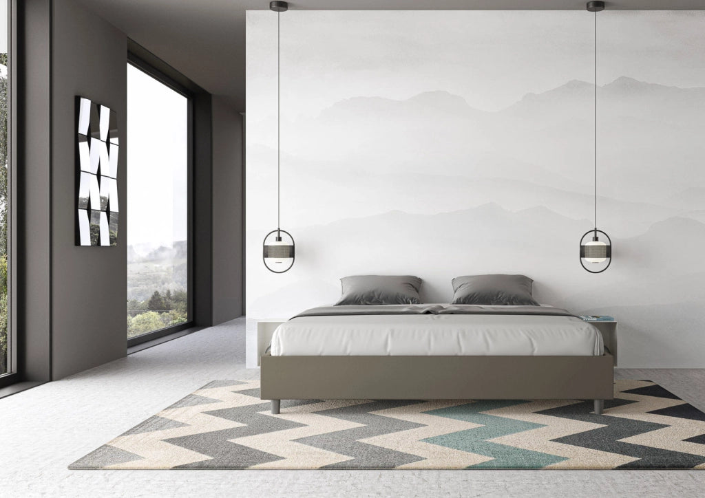 BS COM Letto contenitore imbottito 180x190 similpelle cappuccino