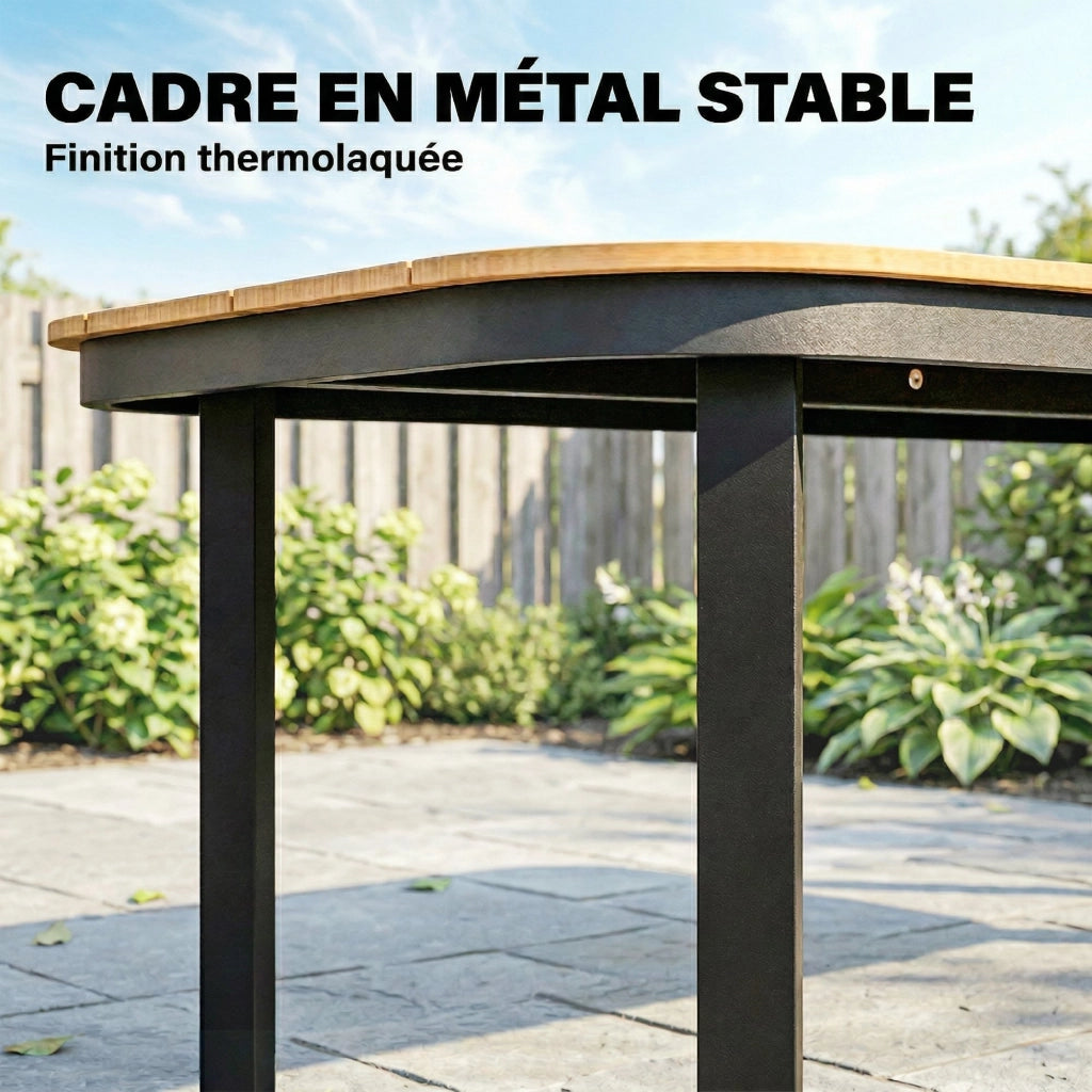 Tavolo da Giardino Rettangolare per 4-6 Persone ¨C Minimal ¨C Legno WPC Naturale 155x88x72cm