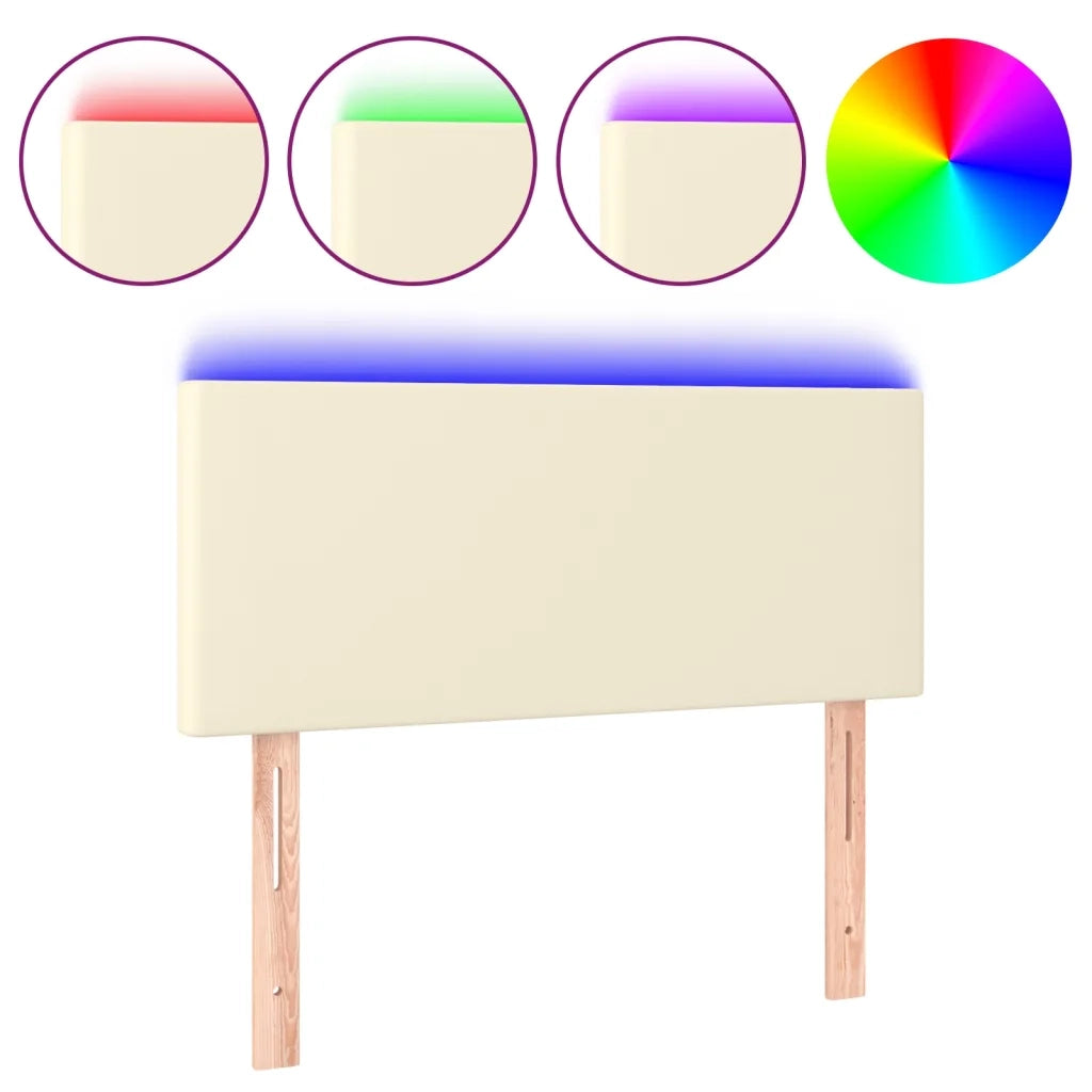 Testiera | Testata Crema a LED 100x5x78/88 cm in Similpelle