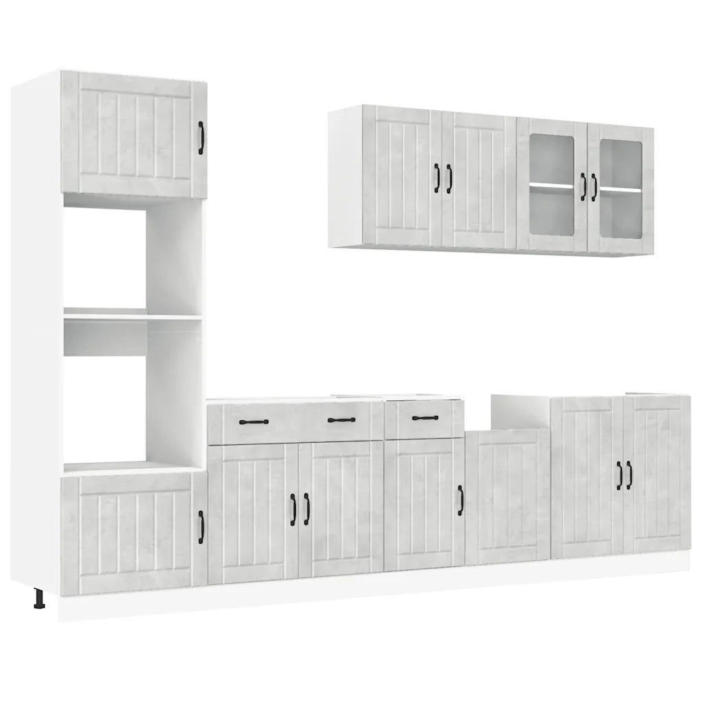 Set Mobili da Cucina 7 pz Lucca Grigio Cemento in Truciolato 3314745