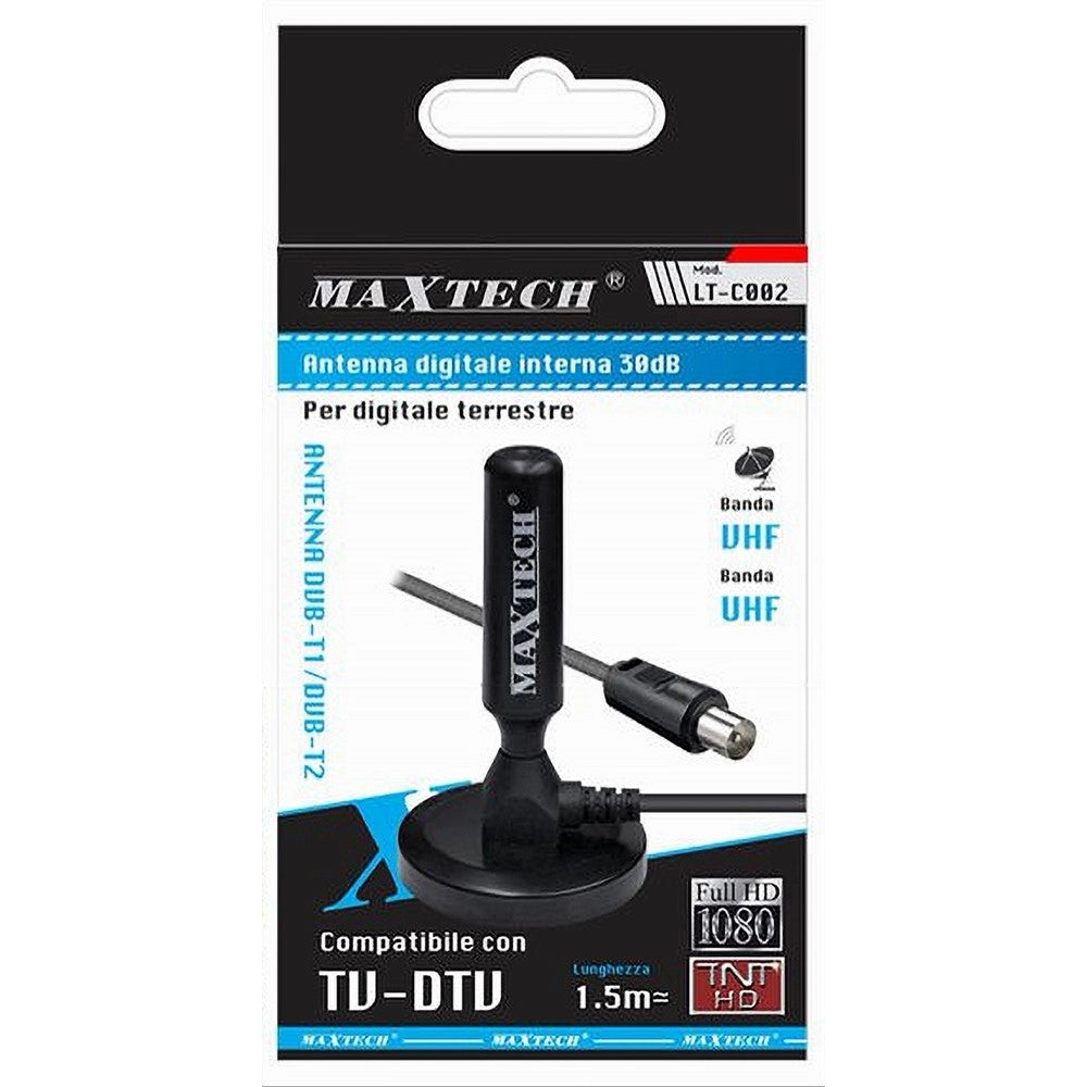 Trade Shop - Antenna Digitale Terrestre Portatile Amplificata Dvb-t 30db Indoor Maxtech Lt-c002 -