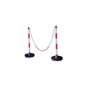 Coppia Colonnine in PVC Bianco Rosso con Catena
