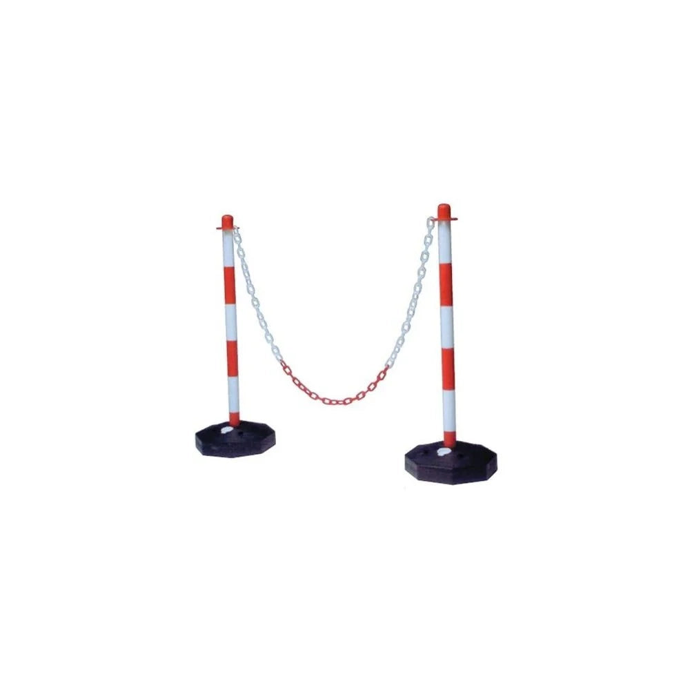 Coppia Colonnine in PVC Bianco Rosso con Catena